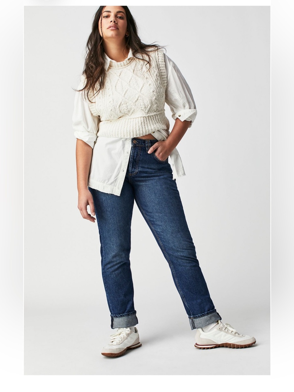 Free People We The Free CRVY Medium Blue Low Rise Jeans Sz 34
